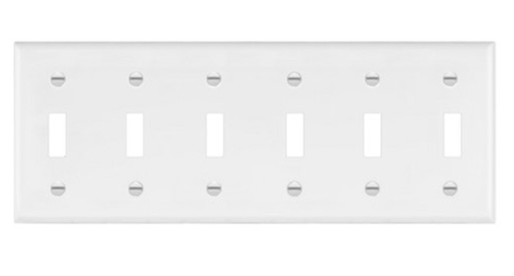 Enerlites 8816M-W Toggle Switch Six - Gang Wall Plate, Mid-Size, White