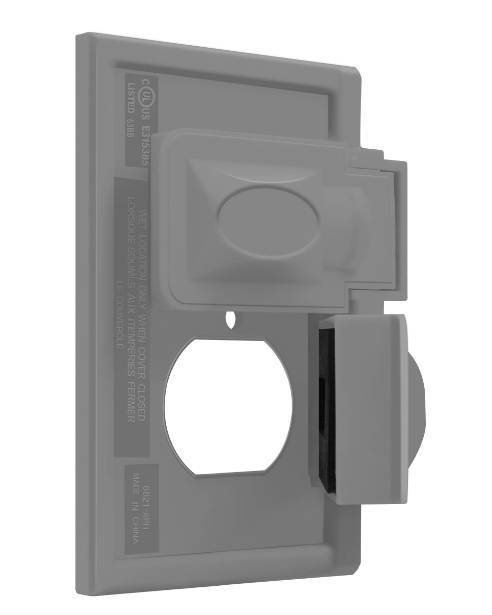 Enerlites 8821-WPH-GY Horizontal Duplex Outdoor Outlet Cover One-Gang Wall Plate, Gray