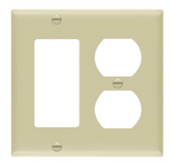 Enerlites 882131-I Combination Two-Gang Plate W/Duplex Receptacle & Decoration/ GFCI, Ivory