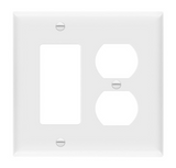 Enerlites 882131-W Combination Two-Gang Plate W/ Duplex Receptacle & Decoration/ GFCI, White