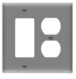 Enerlites 882131M-GY Combination Two-Gang Plate W/ Duplex Receptacle & Decoration/ GFCI, Mid-Size, Gray