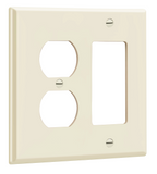 Enerlites 882131M-LA Combination Two-Gang Plate W/ Duplex Receptacle & Decoration/ GFCI, Mid-Size, Light Almond