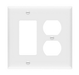 Enerlites 882131M-W Combination Two-Gang Plate W/ Duplex Receptacle & Decoration/ GFCI, Mid-Size, White