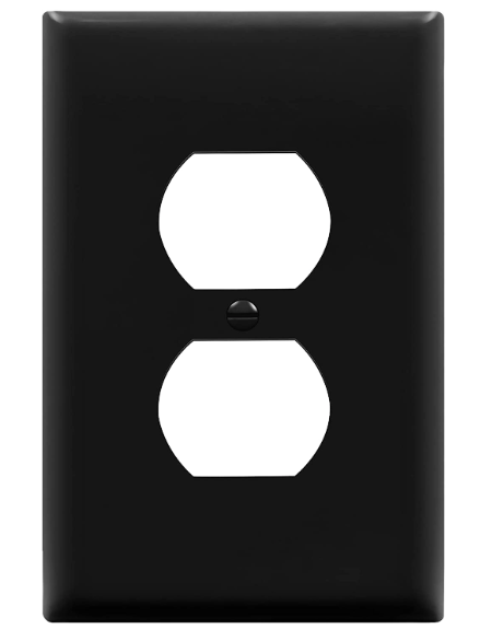 Enerlites 8821M-BK Duplex Receptacle One-Gang Wall Plate, Mid-Size, Black