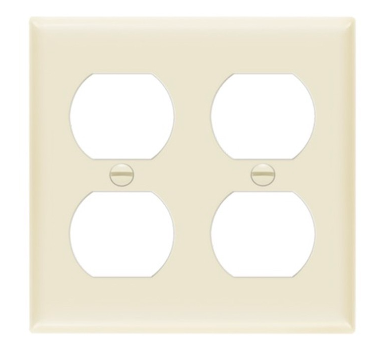 Enerlites 8822M-LA Duplex Receptacle Two-Gang Wall Plate, Mid-Size, Light Almond