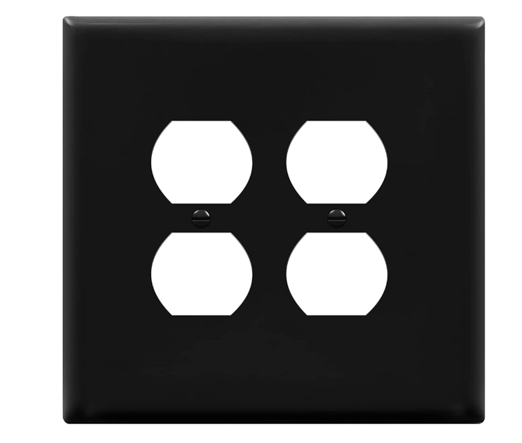 Enerlites 8822O-BK Double Duplex Receptacle Cover, Two-Gang Outlet Wall Plate, Over-Size, Black
