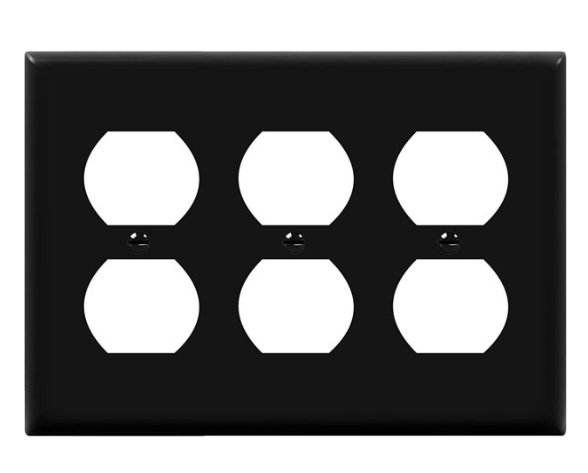 Enerlites 8823-BK Duplex Receptacle Three-Gang Wall Plate, Black