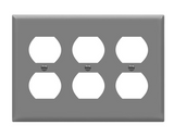 Enerlites 8823-GY Duplex Receptacle Three-Gang Wall Plate, Gray