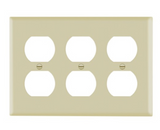 Enerlites 8823-I Duplex Receptacle Three-Gang Wall Plate, Ivory