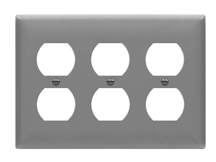 Enerlites 8823M-GY Duplex Receptacle Three-Gang Wall Plate, Mid-Size, Gray