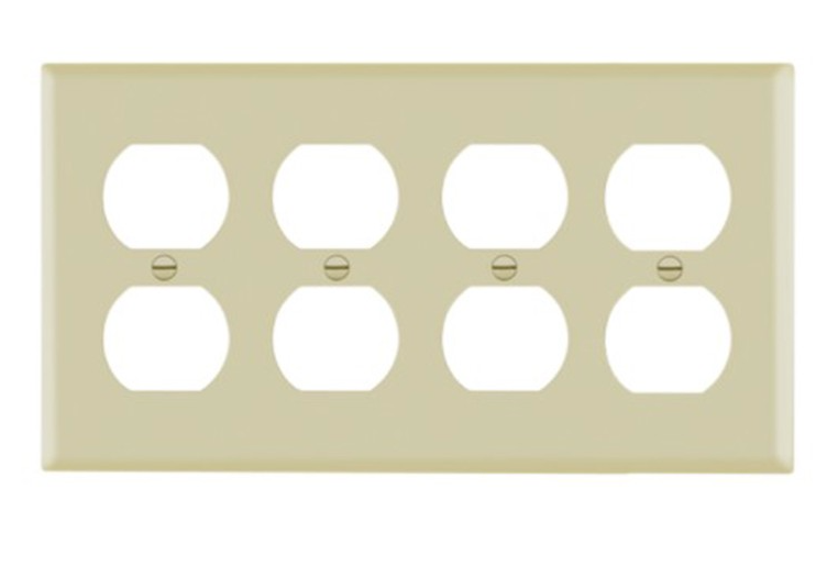 Enerlites 8824-I Quad Duplex Receptacle Four-Gang Electrical Outlet Wall Plate, Ivory