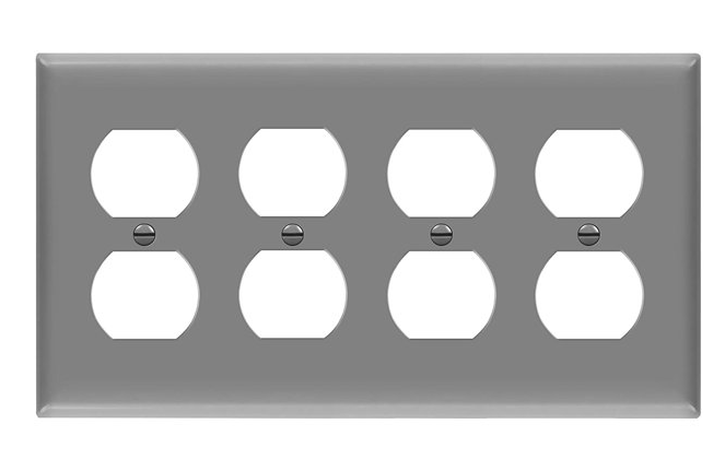 Enerlites 8824M-GY Quad Duplex Receptacle Four-Gang Electrical Outlet Wall Plate, Mid-Size, Gray