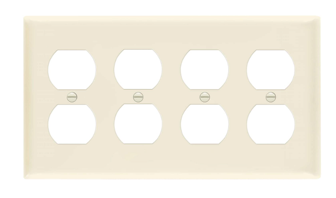 Enerlites 8824M-LA Quad Duplex Receptacle Four-Gang Electrical Outlet Wall Plate, Mid-Size, Light Almond