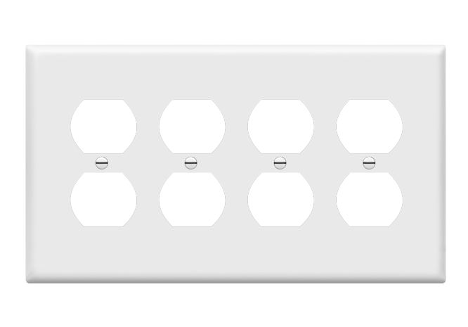 Enerlites 8824M-W Quad Duplex Receptacle Four-Gang Electrical Outlet Wall Plate, Mid-Size, White
