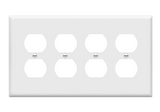 Enerlites 8824M-W Quad Duplex Receptacle Four-Gang Electrical Outlet Wall Plate, Mid-Size, White