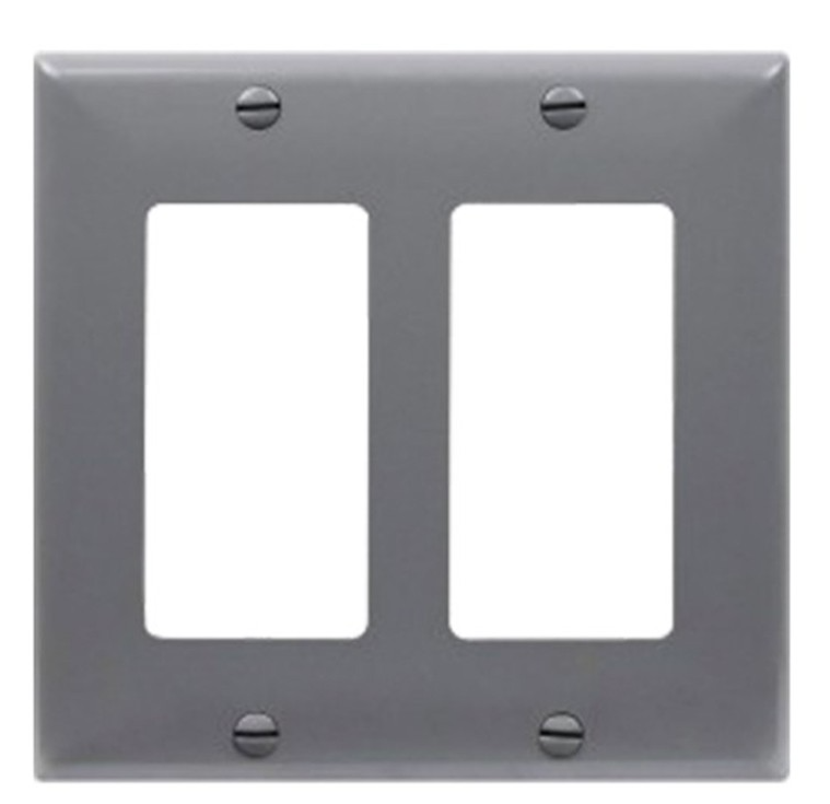 Enerlites 8832-GY Decorator/ GFCI Two-Gang Wall Plate, Gray