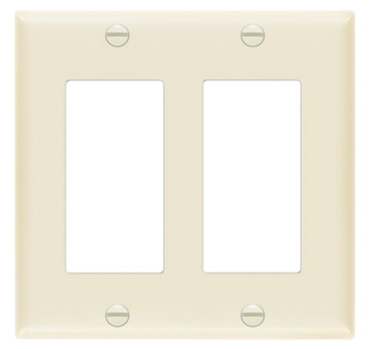 Enerlites 8832-LA Decorator/ GFCI Two-Gang Wall Plate, Light Almond