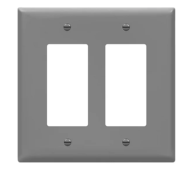 Enerlites 8832M-GY Decorator/ GFCI Two-Gang Mid-Size Wall Plate, Gray