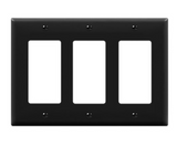 Enerlites 8833-BK Decorator/ GFCI Three-Gang Wall Plate, Black