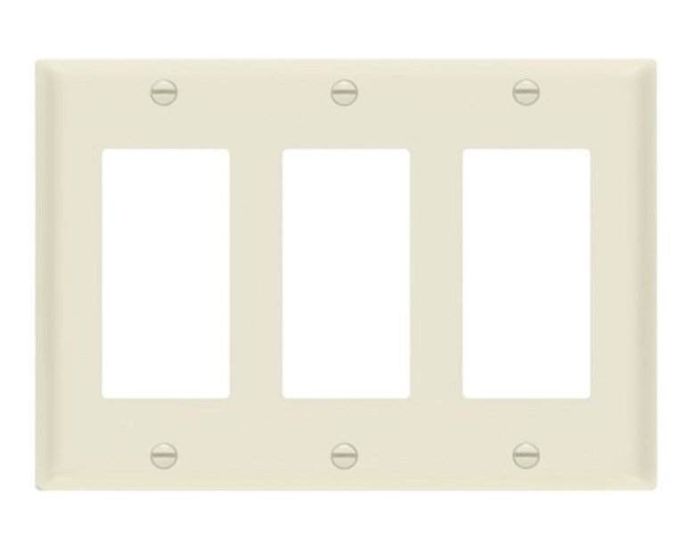 Enerlites 8833-LA Decorator/ GFCI Three-Gang Wall Plate, Light Almond