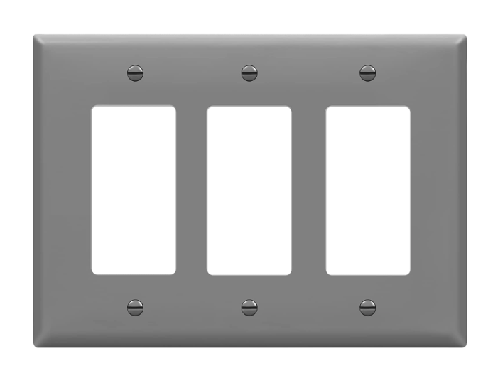 Enerlites 8833M-GY Triple Decorator Switch Cover, Three Gang Mid-Size Wall Plate, Gray