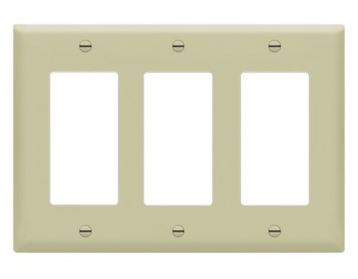 Enerlites 8833M-I Triple Decorator Switch Cover, Three Gang Mid-Size Wall Plate, Ivory