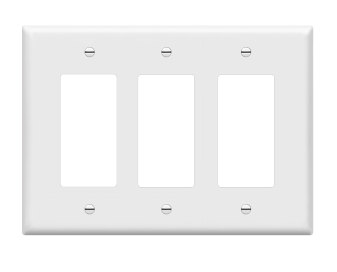 Enerlites 8833M-W Triple Decorator Switch Cover, Three Gang Mid-Size Wall Plate, White