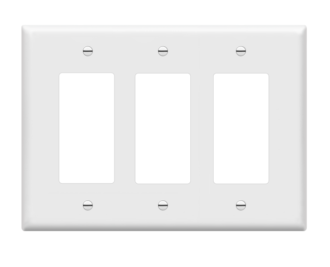 Enerlites 8833-W Triple Decorator / GFCI Three Gang Wall Plate, White