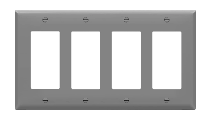 Enerlites 8834-GY Decorator / GFCI Four-Gang Wall Plate, Gray