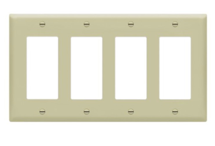 Enerlites 8834-I Decorator / GFCI Four-Gang Wall Plate, Ivory
