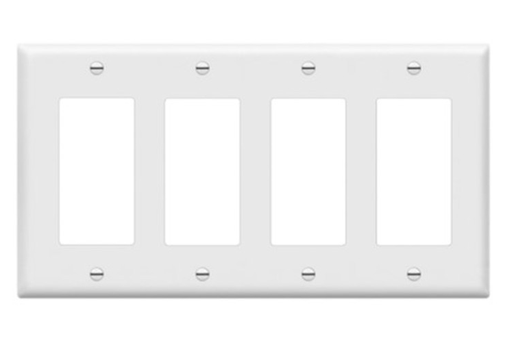 Enerlites 8834-W Deceorator / GFCI Four-Gang Wall Plate, White
