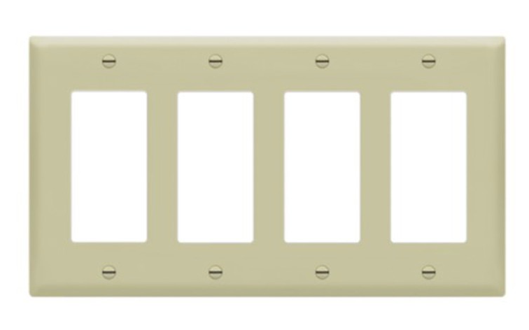Enerlites 8834M-I Quadruple Decorator Switch Cover, Four-Gang Oulet Wall Plate, Mid-Size, Ivory