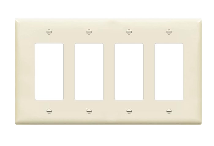 Enerlites 8834M-LA Quadruple Decorator Switch Cover, Four-Gang Oulet Wall Plate, Mid-Size, Light Almond