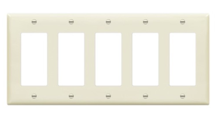 Enerlites 8835-LA Deceorator / GFCI Five-Gang Wall Plate, Light Almond