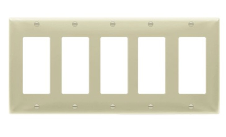 Enerlites 8835M-I Decorator Switch Cover, Five Gang Outlet Wall Plate, Mid-Size, Ivory