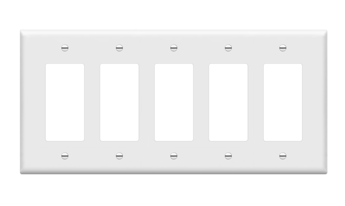 Enerlites 8835M-W Decorator Switch Cover, Five Gang Outlet Wall Plate, Mid-Size, White