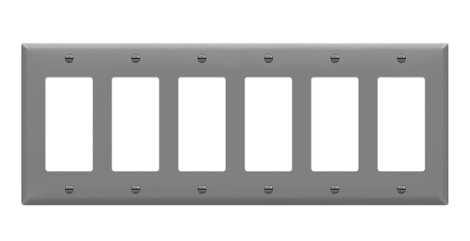 Enerlites 8836-GY Decorator Switch Cover, Six Gang Outlet Wall Plate, Gray