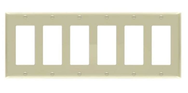 Enerlites 8836-I Decorator Switch Cover, Six Gang Outlet Wall Plate, Ivory