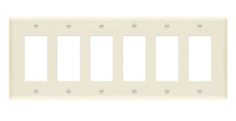 Enerlites 8836-LA Decorator Switch Cover, Six Gang Outlet Wall Plate, Light Almond