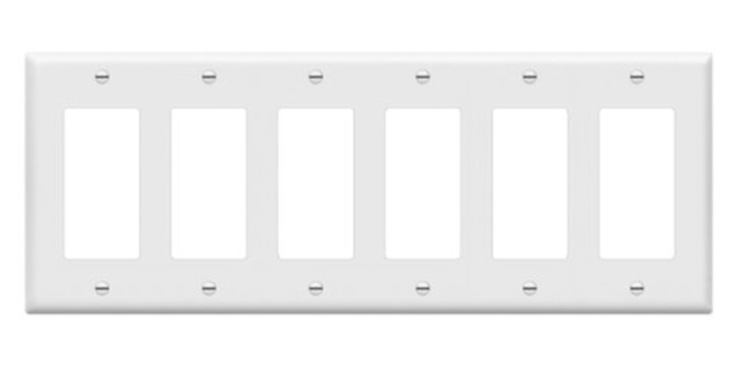 Enerlites 8836M-W Decorator Switch Cover, Mid-Size Six Gang Outlet Wall Plate, White