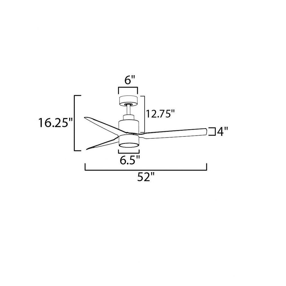 Maxim Lighting 88717BKWN Falcon Ceiling Fan Dimensions Diagram
