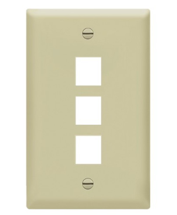Enerlites 8873-I Multimedia Face Plates 3-Port 1-Gang Keystone, Ivory