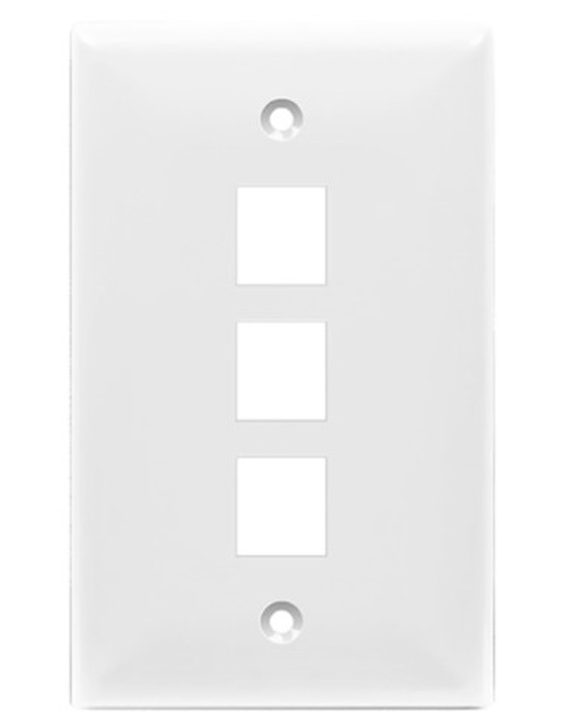 Enerlites 8873-W Multimedia Face Plates 3-Port 1-Gang Keystone, White