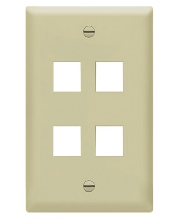 Enerlites 8874-I Multimedia Face Plates 4-Port 1-Gang Keystone, Ivory