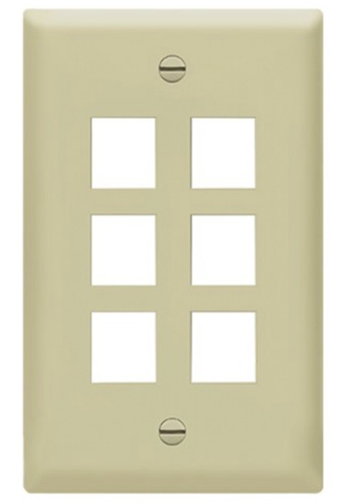 Enerlites 8876-I Multimedia Face Plates 6-Port 1-Gang Keystone, Ivory