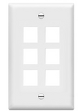 Enerlites 8876-W Multimedia Face Plates 6-Port 1-Gang Keystone, White