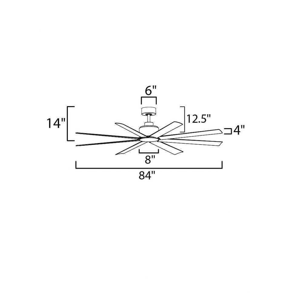 Maxim Lighting 88768AL Condor Ceiling Fan Dimensions Diagram 84 Inch Wide 14 Inch Tall