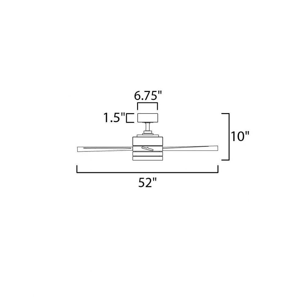 Maxim Lighting 88803MW Tanker Ceiling Fan dimensions diagram 52 inch wide 10 inch height
