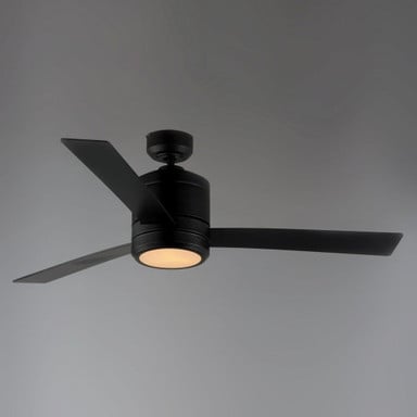 Maxim Lighting 88806BK Tanker 52 Inch Black Ceiling Fan with Light Kit - Installed Room View with Light Illuminated
