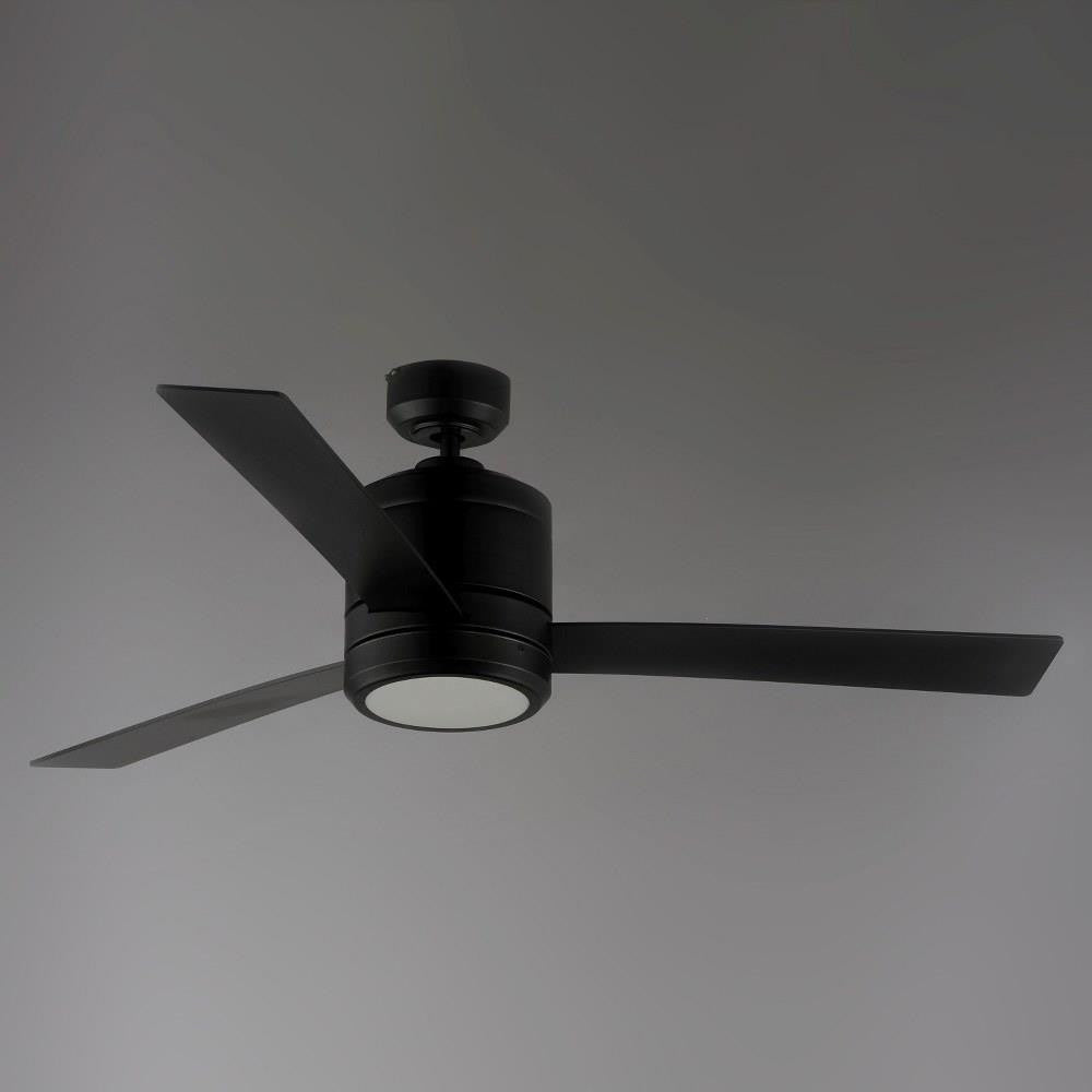 Maxim Lighting 88816SN Tanker 3 Blade 52 inch Satin Nickel Outdoor Ceiling Fan with Light Kit - Angled View Dark Background